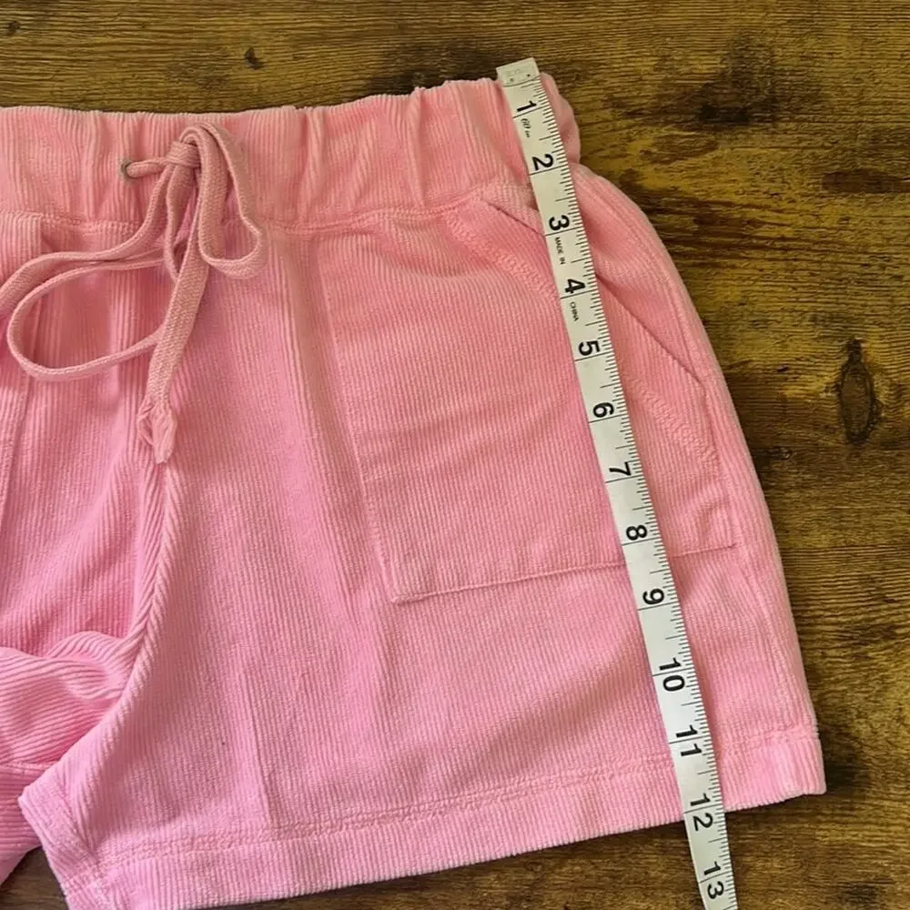 BNCI Athletique Pink Soft Rib Knit Higher Waist Drawstring Shorts